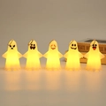 Five Halloween LED ghost lanterns with different facial expressions and metal hanging rings - Pack of 5 White Boxed