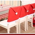 Set van drie feestelijke rood-witte kerstmuts stoelhoezen voor kerstmis decoratie - Rood