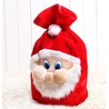Premium kerstman cadeautas van rood fluweel met witte nepbont baard en handig trekkoord - Grote Kerstman