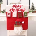 Detail of Santa Claus chair cover with Merry Christmas text and 3D applique decorations - Santa Claus