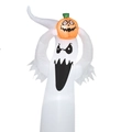 Inflatable Halloween white ghost holding an orange pumpkin lantern with spooky faces - 180CM Height UK Plug