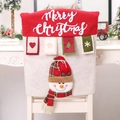 Detail of Christmas chair cover with 3D snowman and festive Merry Christmas felt ornaments - Snowman