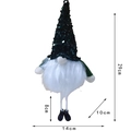 Gnomo di Natale verde con paillettes e gambe lunghe con luce LED altezza 29 cm - Cappello di Paillettes Verde Scuro