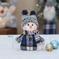 Pupazzo di neve natalizio in tessuto scozzese blu con berretto a maglia e altezza 20cm - Stile Blu A2 (20cm)