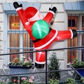 Outdoor inflatable climbing Santa Claus decoration with Merry Christmas bag on wall - US Plug / Red