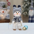 Simpatico pupazzo di neve blu da 28cm in tessuto con sci per decorazioni natalizie - Stile Blu B2 (28cm)