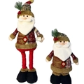 Set van twee pluche kerstpoppen met Schotse ruitpatronen en uitschuifbare poten - Uitschuifbare Kerstman