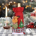 Weinflaschenhülle aus Sackleinen mit Rentier und Paillettenbaum Weihnachtsdekoration - Elch-Stil