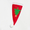 Lot de porte-couverts de Noël en intissé avec bonnet rouge et broderie sapin de Noël - Sapin de Noël