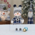 33cm blue fabric snowman doll with knit hat and plaid dress for Christmas decor - Blue Style C2 (33cm)