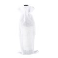 White mesh drawstring bag for wine bottle packaging with breathable polyester material - Pure White