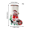 Linen Christmas stocking with snowman design and red green plaid details, size 30cm - Large Snowman