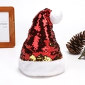 Cappello di Natale rosso con paillettes dorate e bordo in peluche bianco per feste - Cappello Natale Paillettes Rosso a Oro