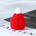 Mini red and white knitted Christmas hat with pompom for DIY craft decorations - Red Christmas Hat With Pompom