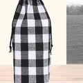 Classic black and white buffalo check cotton wine bottle gift bag with drawstrings - Black White Grid