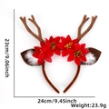 Detailed dimensions of Christmas reindeer antler headband with festive red flowers - Brown Antlers Flower Style