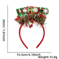 Detailed view of Ho Ho Ho Christmas headband with size dimensions and 15.8g weight - HOHOHO Tinsel Style