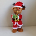 Electric musical Christmas reindeer plush toy with saxophone and Santa suit decoration - Dancing Christmas Elk
