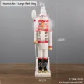 Macro view of 40cm wooden nutcracker king with spear showing fine details and dimensions - Nutcracker - Large Red King