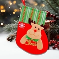 Roter Weihnachtsstrumpf mit Rentier-Plüsch und Merry Christmas Stickerei für Tannenbäume - Elch-Stil