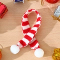 Mini red and white striped knit scarf with pom-poms for Christmas dolls and holiday decor - Wide Red And White Striped Scarf