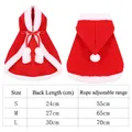 Red Christmas pet cape with white fur trim and pom-poms, includes S M L size chart - Christmas Handsome Cape / S / Red