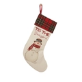 Calza di Natale con illustrazione di pupazzo di neve e testo Tis The Season appesa - Pupazzo di Neve