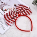 Diadema festiva con lazo a rayas rojas y texto Merry Christmas para fiesta navideña - Estilo Rayas Rojas Y Blancas