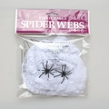 Stretchable white spider web set with two black spiders for Halloween party decoration - White Cotton Web And Small Spiders (Small)
