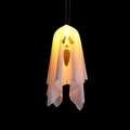 Hanging glowing ghost Halloween decoration with LED lights and white fabric drapery - Button Battery Style / White Small Screaming