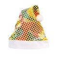 Gorro de Navidad dorado festivo con lentejuelas coloridas y ribete de piel sintética blanca - Dorado
