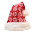 Cappello di Natale in maglia rossa e bianca con motivi a fiocchi e bordo in peluche - Fiocco di Neve Rosso