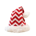 Cappello di Natale a maglia a righe rosse e bianche con bordo in morbido peluche - Strisce rosse