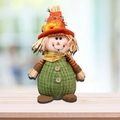 Poupée épouvantail d'automne avec chapeau de tournesol et écharpe à carreaux déco - Style Femme Avec Chapeau Orange