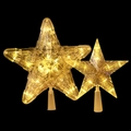Warm glow LED Christmas tree star toppers in two sizes with crystal texture on black background - Small-10 LEDs Battery Constant / Warm White