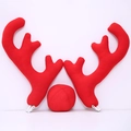 Set di decorazioni natalizie per auto con corna di renna rosse in peluche e naso - Grandi Corna Rosse