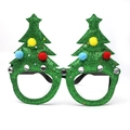 Dettaglio della montatura per occhiali ad albero di Natale verde glitter con pompon - Verde