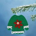 Addobbo natalizio in feltro verde a forma di maglione con fiocco di neve rosso - Maglione Natalizio Verde