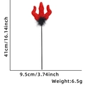 Tridente del diavolo rosso glitterato per Halloween con piume nere 41cm - Bacchetta tridente del diavolo rossa
