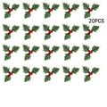 Set van 20 kunstmatige hulstblaadjes met rode bessen voor DIY kerstversiering en knutselen - Set van 20 Stuks / Rode Bessen en Bladeren
