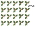 20 stuks kunsthulstbladeren met witte randen en gouden bessen voor Kerstmis DIY decor - Set van 20 Stuks / Gouden Bessen en Bladeren