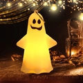 Lampe fantôme lumineuse suspendue avec lumière chaude et crochet pour décor d'Halloween - Simple Visage Souriant (Modèle D)
