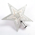 Estrella para árbol de navidad plateada de tres capas con bordes de purpurina y centro espejo - 10cm / Plateado