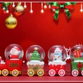 Christmas train decoration with crystal balls featuring Santa Claus and snowmen - Style 45 Red Floral / Style C