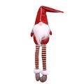 Gnome de Noël avec longues jambes rayées, bonnet rouge pointu et barbe blanche décorative - Gnome Rouge
