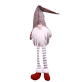 Gnome de Noël avec longues jambes rayées, chapeau en feutre gris et bottes rouges - Poupée Grise