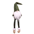 Gnome de Noël avec bonnet vert pointu et longues jambes rayées pour décoration festive - Figurine Verte