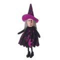 Halloween Hexe Puppe Hängedeko in Lila und Schwarz mit Totenkopfmuster Kleidung - Hexen Anhänger
