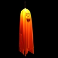 Luce fantasma arancione di Halloween con LED luminoso e decorazione con viso spaventoso - Stile Batteria a Bottone / Arancione Grande Ridente