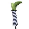 Halloween witch leg stakes with green glitter boots and black white striped patterns - Green Feet With Black White Stripes
